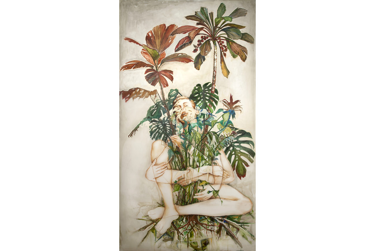 anthony-goicolea-camouflage-2012-acrylic-and-pencil-on-paper-203-x-1065-cm