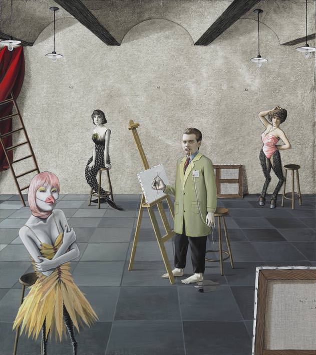 el-taxidermista-2012-mixed-media-on-canvas-73-x-65-cm