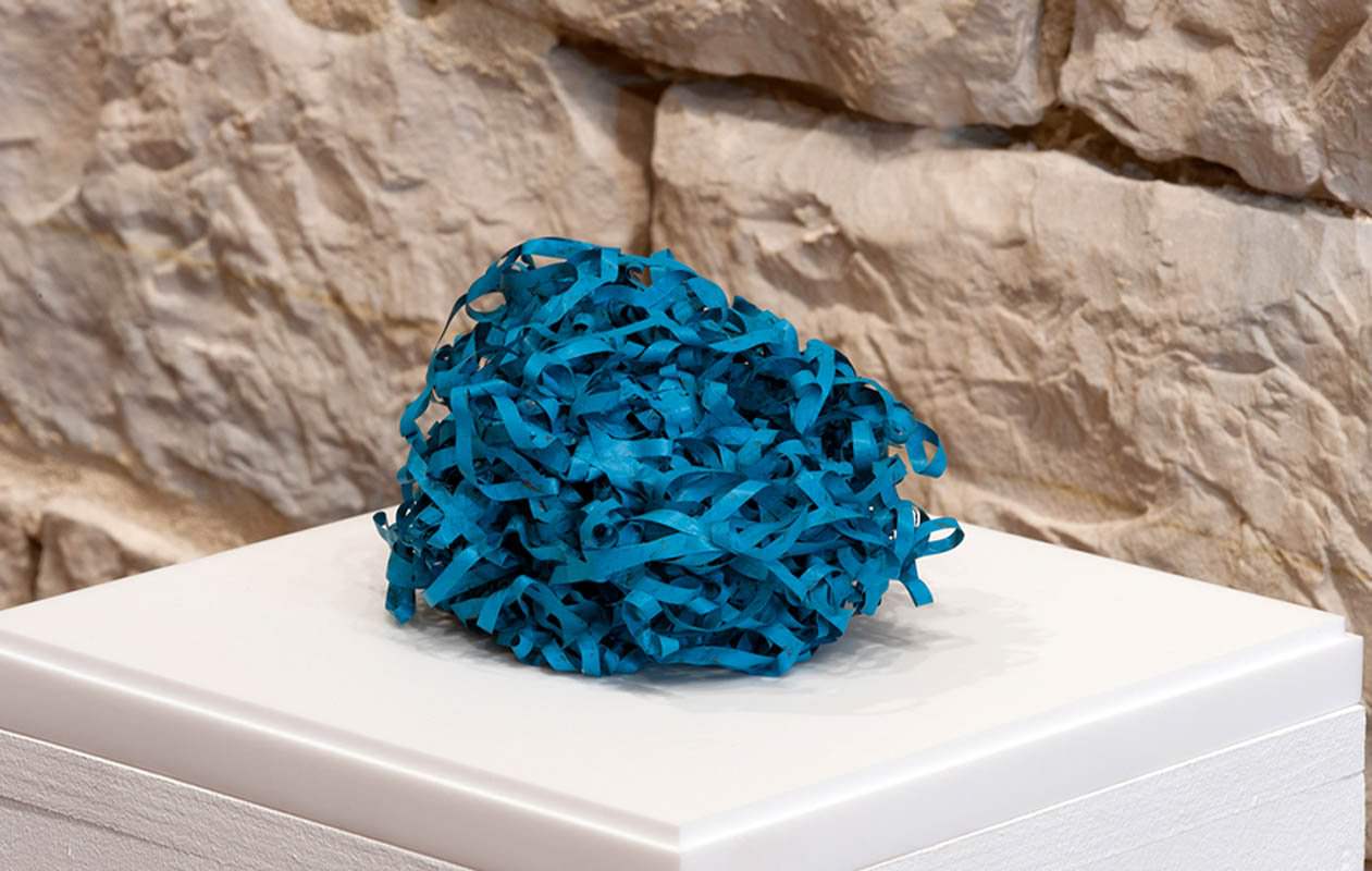 glenda-leon-blue-noise-2010-2012-acrylic-paint-cassette-tape-15-x-15-x-7-cm