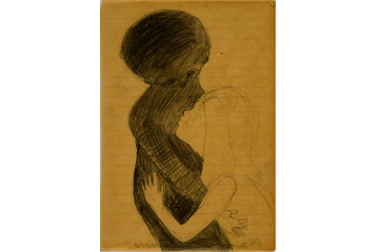 lady-sweet-2010-pencil-and-watercolour-on-waxed-paper-205-x-145-cm