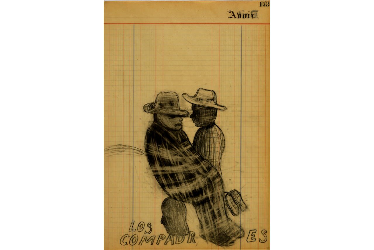 los-compadres-2009-pencil-and-watercolour-on-waxed-paper-385-x-26-cm