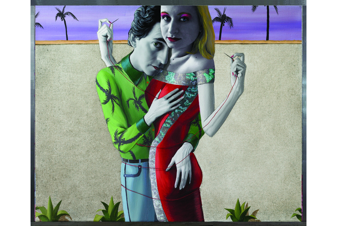 love-at-palm-tree-beach-2009-mixed-media-on-canvas-33-x-41-cm