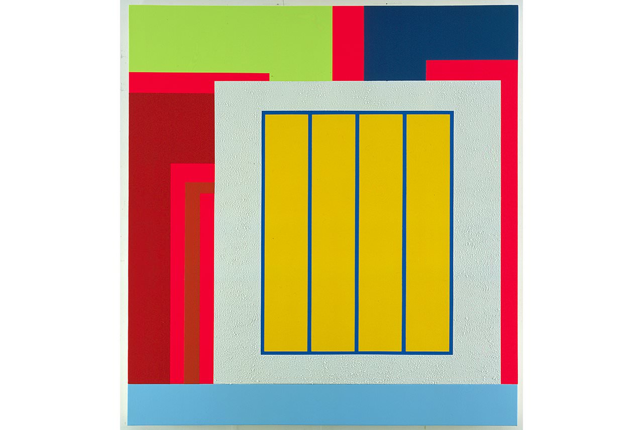 time-series-2001-acrylic-day-glo-pearlescent-metallic-acrylic-and-roll-a-tex-on-canvas-72-x-66-inches