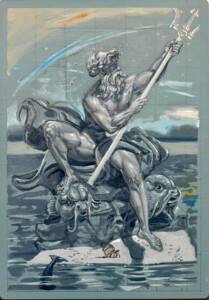 “Neptuno” (2026), 40 x 28 cm. Oil on board.